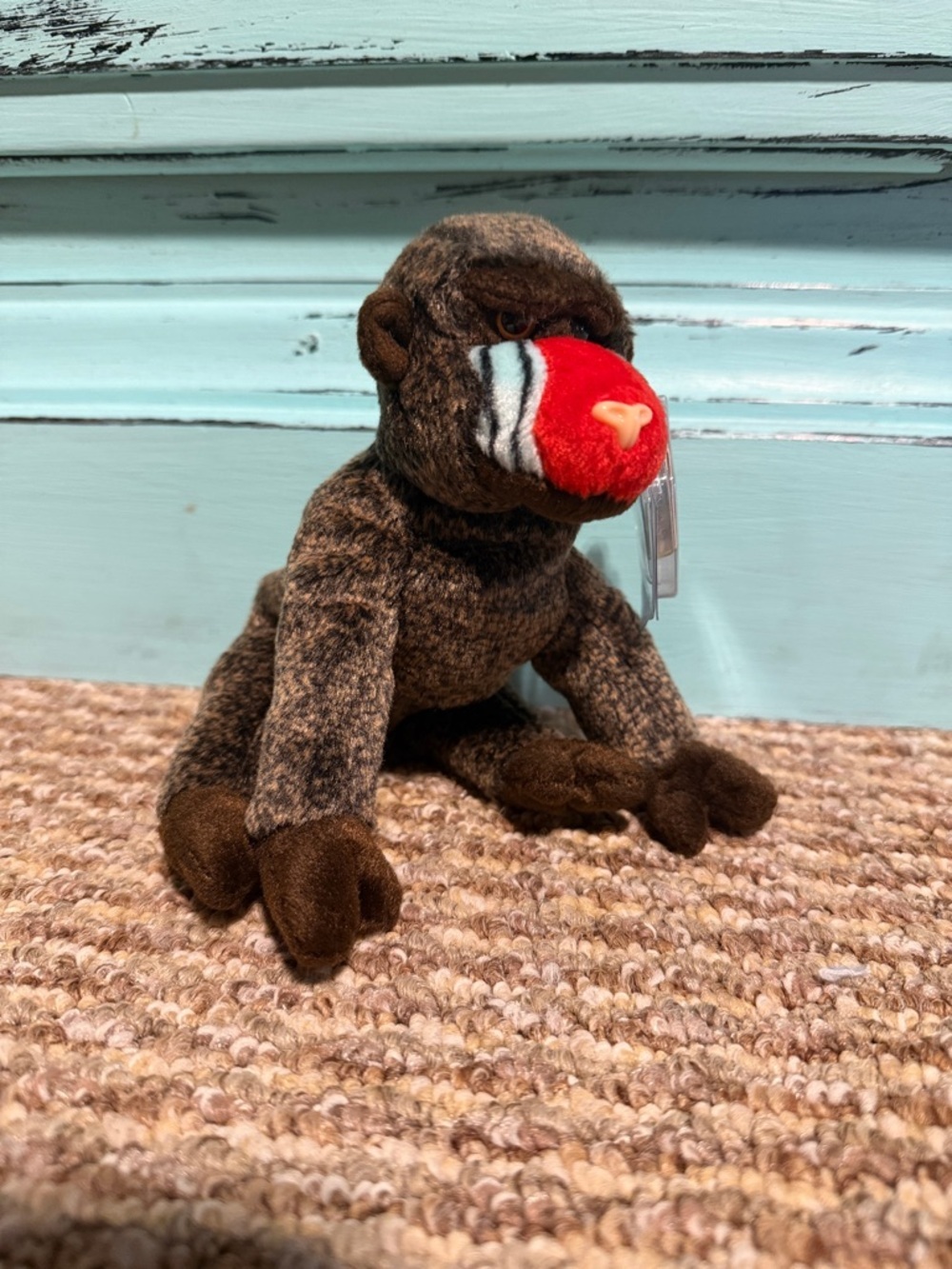 TY Cheeks Plush Baboon Monkey with Red Muzzle